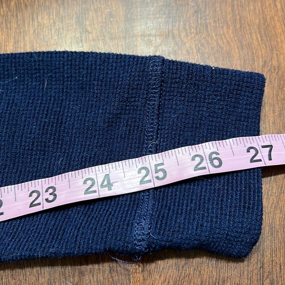 Ibex Navy Blue Waffle Knit Merino Wool Light Weight Pop Over Hoodie Sz S GUC - Picture 10 of 11